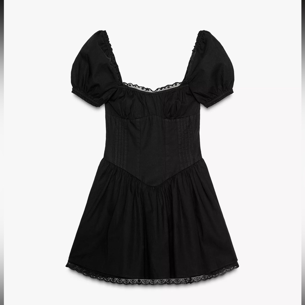 Zara— Black Poplin Lace Dress